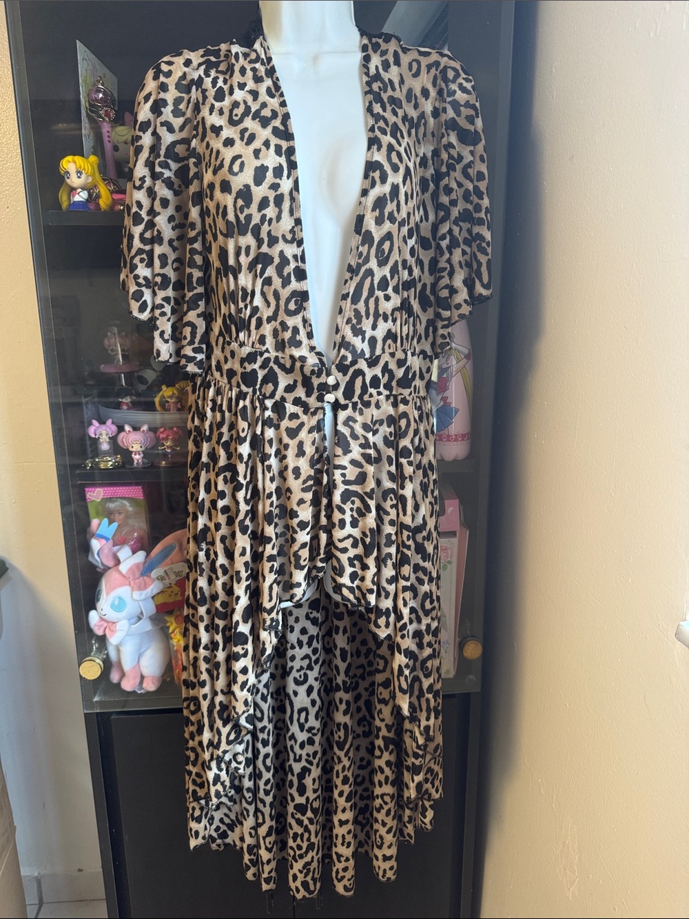 NEW Leopard Print Ruffle Midi Dress - Beige & Black